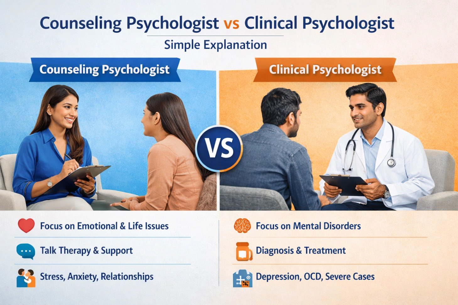 Counseling Psychologist vs Clinical Psychologist 
