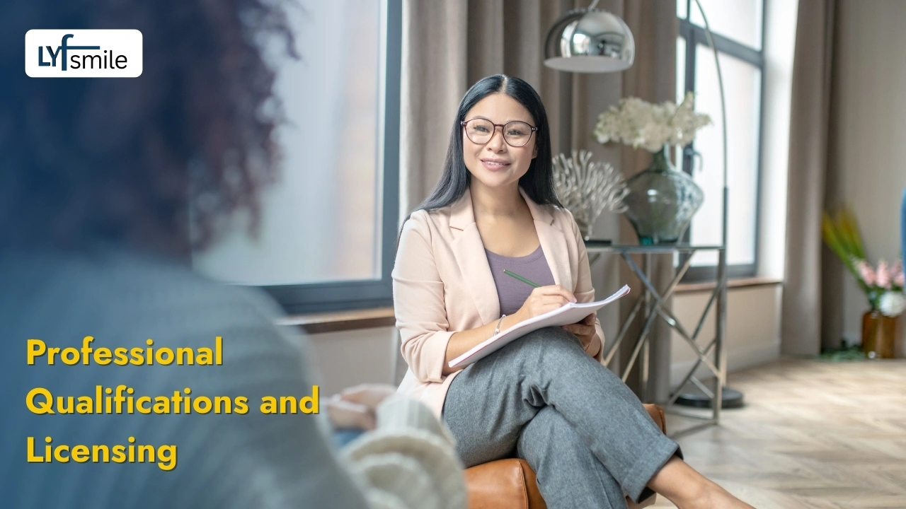 Therapist qualifications and professional licensing details