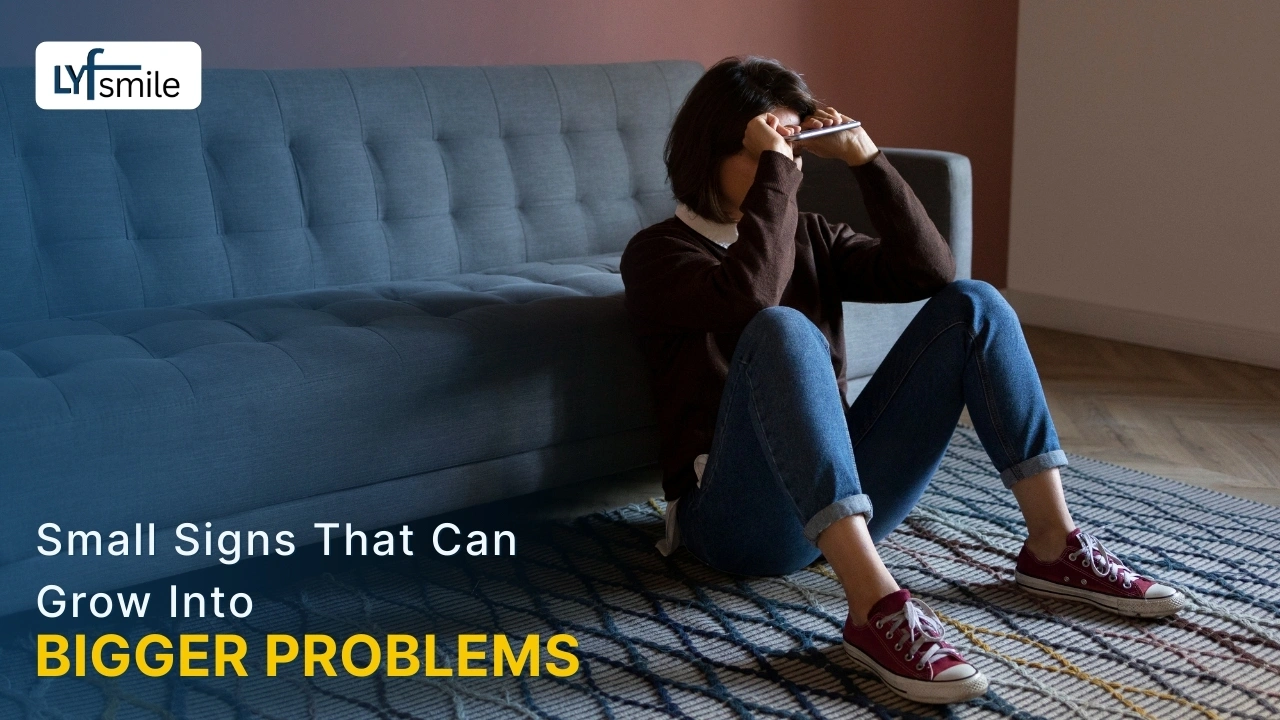 Person looking stressed while sitting alone