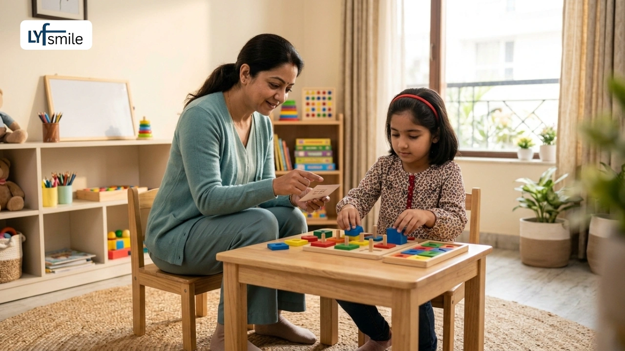 Child psychologist helping improve focus
