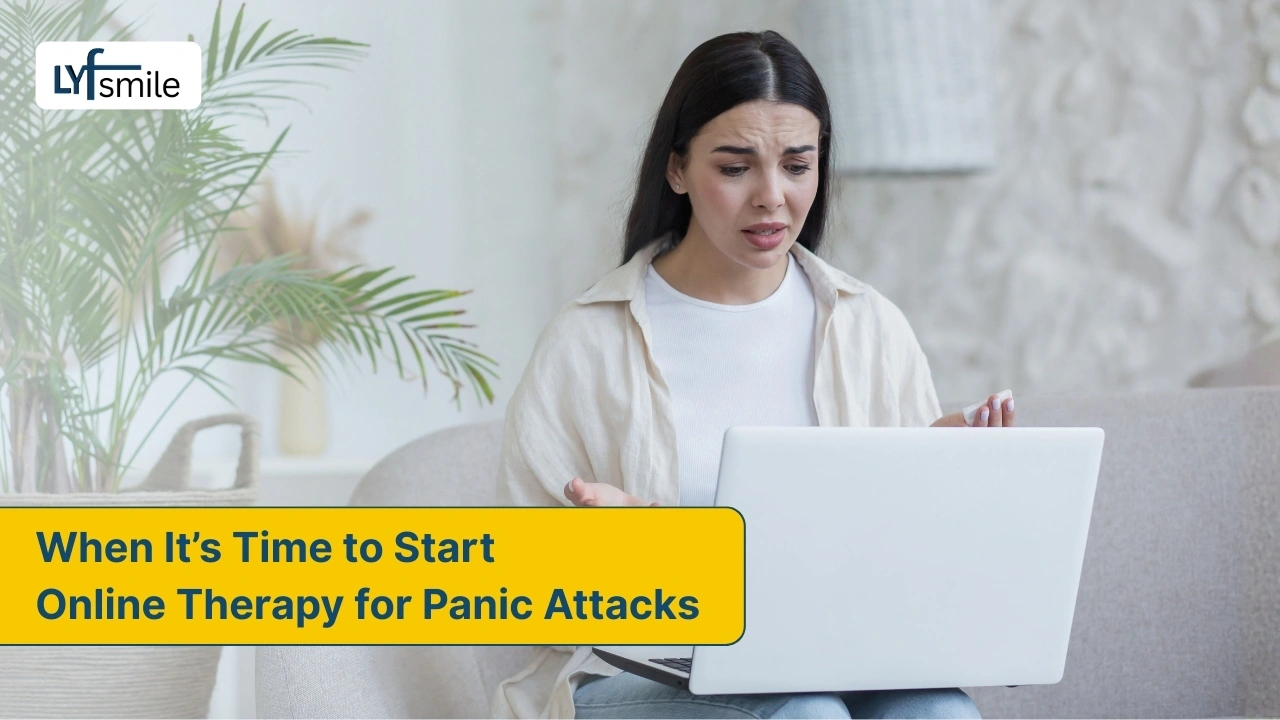 Person recognizing signs to seek online therapy for panic attacks