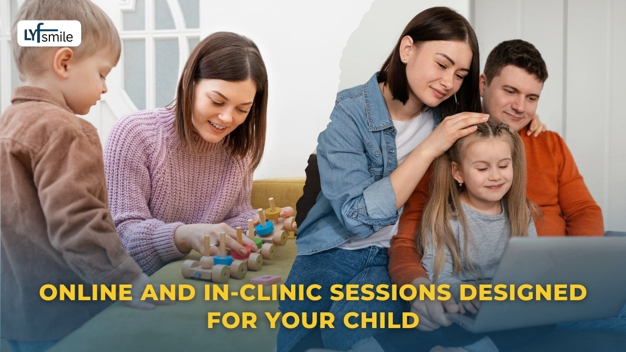 Child therapy session online and in clinic