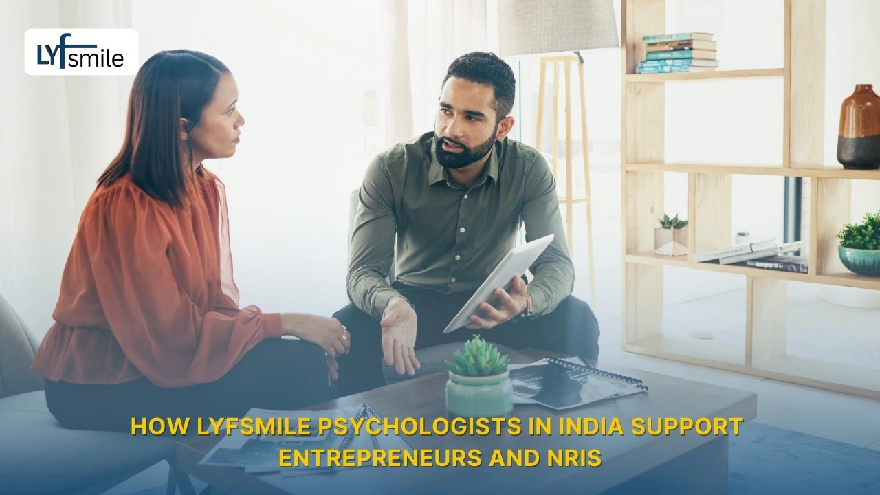 Psychologist providing therapy for decision making anxiety to entrepreneur