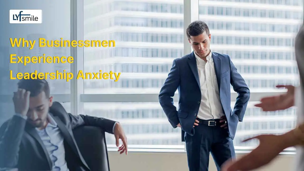 Stressed businessman experiencing leadership anxiety due to workplace responsibility