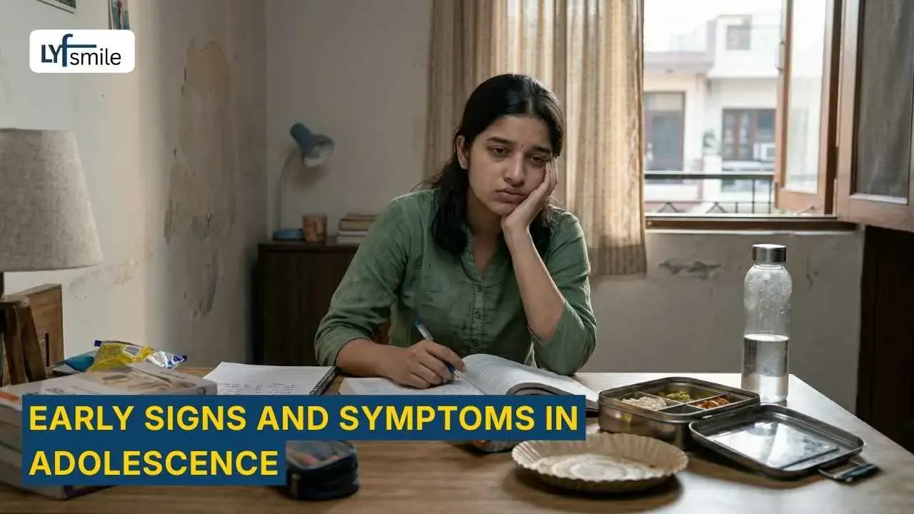 Early signs and symptoms of eating disorders in adolescence affecting a teenage girl